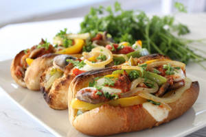 Cheese Bell Peper Mushroom Hot Dog