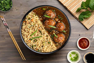 Veg Fried Rice + Veg Manchurian Gravy Bowl