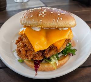 Crispy chicken burger cheese