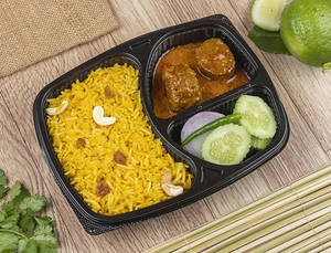 Basanti Pulao+chittal Muitha(2pcs)+salad Tray