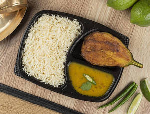Basmati Rice+begun Bhaja+dal Tray