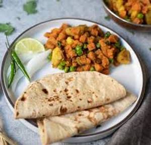 4 Roti with Aloo Matar Sabji