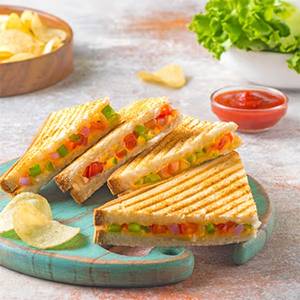 Veg Cheese Grilled Sandwich With Chips