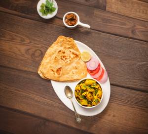 2 sada paratha with chole sabji and rice