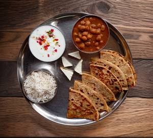 3 paneer Paratha with chole sabji and rice