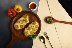 Double Cheese Jalapeno Open Toast Garlic Bread