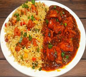 Egg fried rice + manchurian chicken