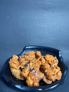 Chicken popcorn with sweet and spicy sauce