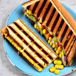 Grilled veg cheese corn sandwich