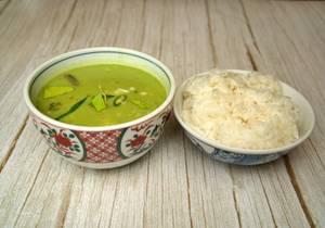 Veg Green Curry Rice With Sticky Rice