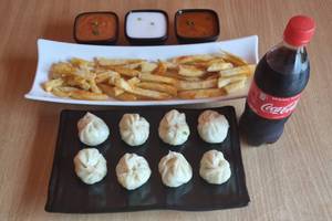Chicken Cheese Momos + French Fries + Drink