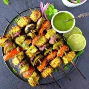 Hariyali Paneer Tikka.