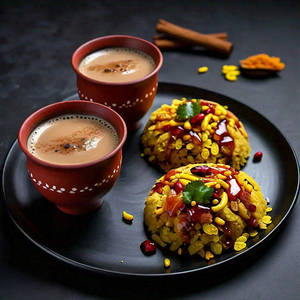 Poha / Upma With 2 Jumbo Chai