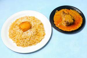 Aloo biryani with chicken chaap