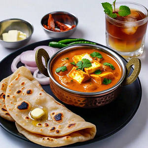 Butter Paneer Masala + 2 Parantha / 3 Chapati + Ice Tea