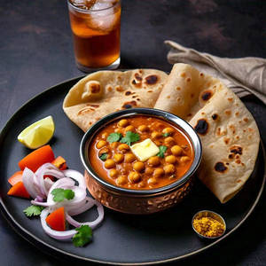 Chana Masala + 2 Parantha / 3 Chapati + Ice Tea