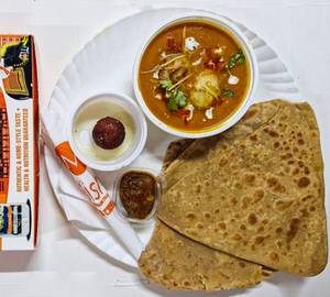 Paratha With Dum Aloo And Dessert