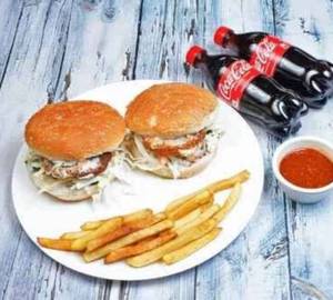 Crispy Veg Burger With Paneer Burger And 2 French Fries