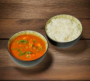 Matar paneer with rice