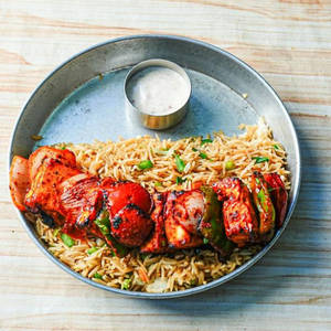 Grilled Paneer Kabab Garlic Rice