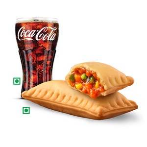 BK Veg Pizza Puff+Coke.