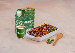 Desi chai with Kala Chana Chaat