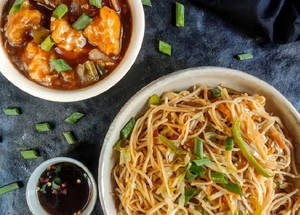 Chicken Manchurian + Veg Noodles