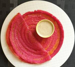 Beetroot Dosa with Sambar Chutni
