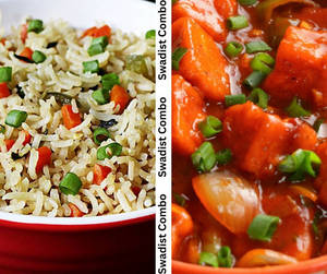 Veg Fried Rice With Chilli Paneer