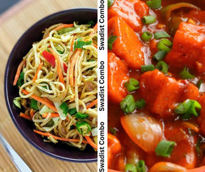 Veg Hakka Noddles+ Chilli Paneer