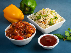 Vegetable Noodles With Gobi Manchurian