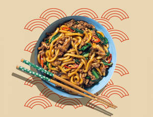 Yaki Udon Noodles with Chicken Mince