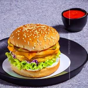 Cheesy paneer double patty burger