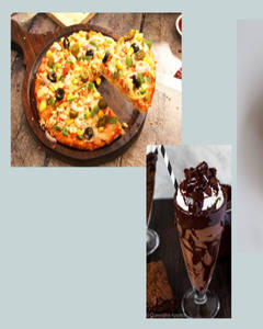 Veggie Masterpiece Pizza + Brownie Shake