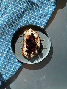Cream Cheese Blueberry Open Toast