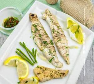 Grilled fish in lemon butter souce