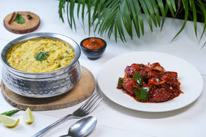 Plain Khichdi + Aloo Chilli