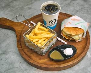 Combo Veg Cheese Burger (1) + Fries (Half) + Cold Drink (1)