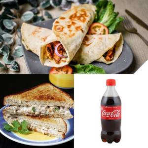 2 Chicken Shawarma + Chicken Sandwich + Coke 250ML