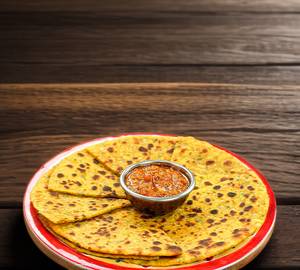 2 Desi Ghee Loaded Besan Ki Roti with Green Chutney