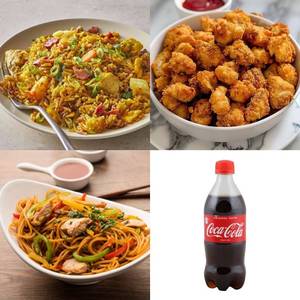 Chicken Rice + Chicken Noodles + Chicken Popcorn+ Coke 250ML