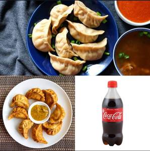 Chicken Steak Momos 5Pcs + Chicken Fried Momos 5Pcs + Coke 250ML