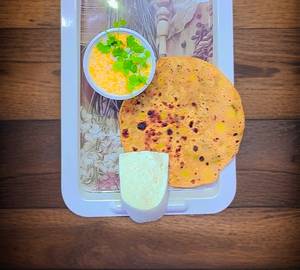 Aloo paratha with paneer paratha