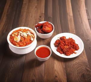 Schezwan Chicken Fried Rice + Chilli Chicken + Chicken 65