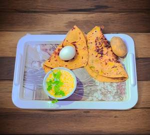 Aloo paratha with egg paratha