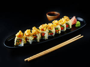 Godzilla Sushi Roll,Tempura Vegetables & Truffle Cream