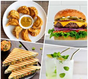 Fried Chicken Burger-1 Chicken Sandwich-1(2Piece) Chicken Momos-1(5 Fried) Mint Mojito-1