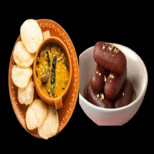 Loochi(4pcs) + Cholar Dal + Gullab Jamun 1pc