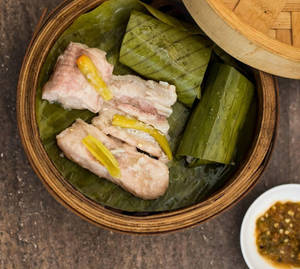 Fish Bamboo Shoot Wrap In Banana Leaf