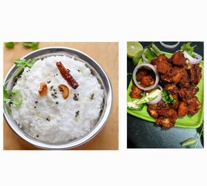 Curd Rice with Chilli Chicken